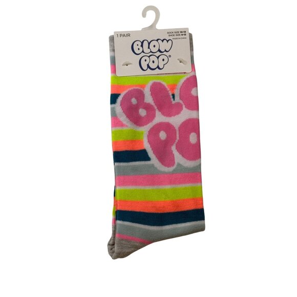 Blow Pop Neon Stripe Candy Crew Socks Size 10-13 NWT - Picture 1 of 2